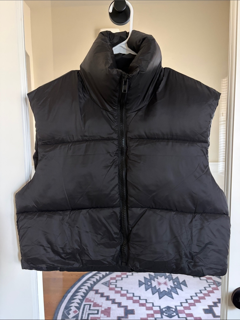 Women's Black Puffer Vest with High Collar